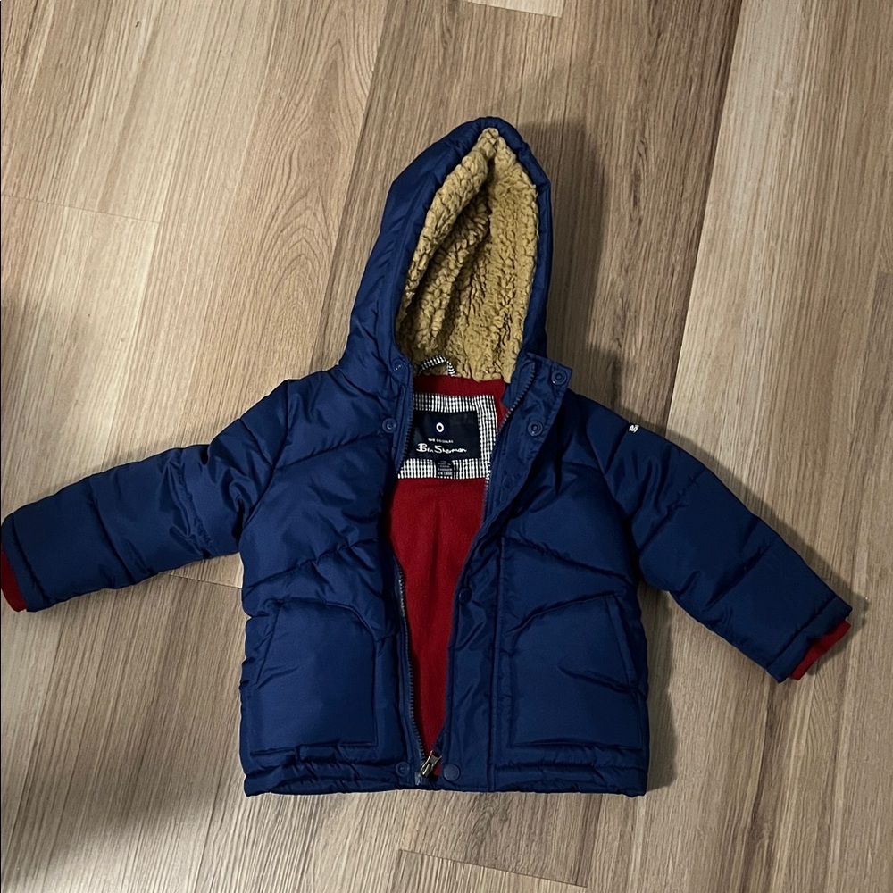 Ben Sherman Puffer Jacket with Red fleece and Tan Sherpa Lining